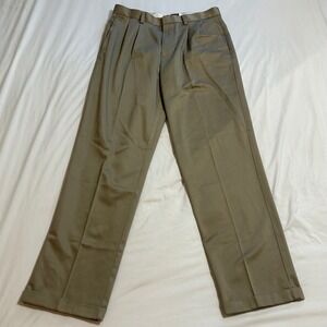 Dockers D4 Relaxed Fit Pleated Khaki Pants Mens 34x34 Tan Cotton Cuffed Trousers